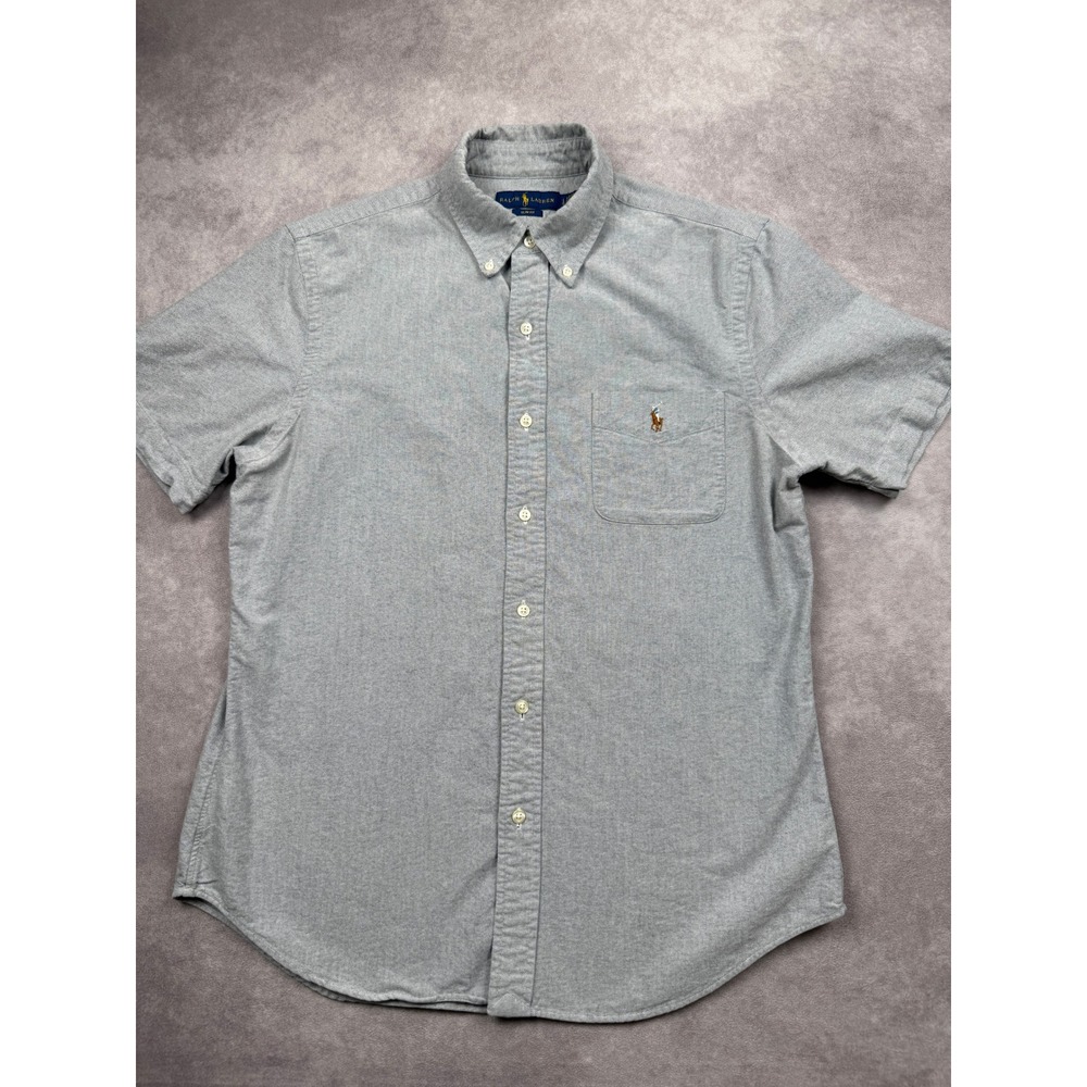 Polo Ralph Lauren Men L Slim Fit Button Oxford Shirt Gray Classic Pony Logo Prep